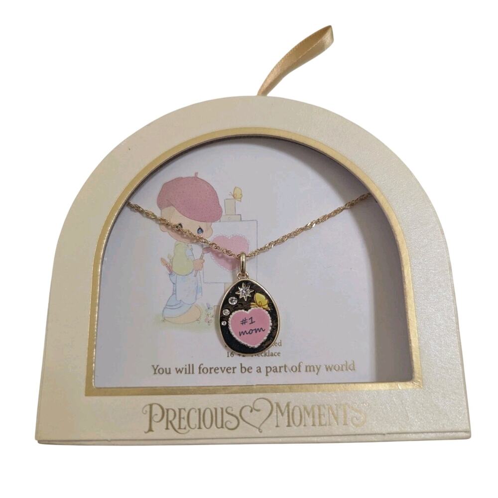 Precious Moments #1 Mom Necklace Silver Plated NIB Mother’s Day Gift Pendant